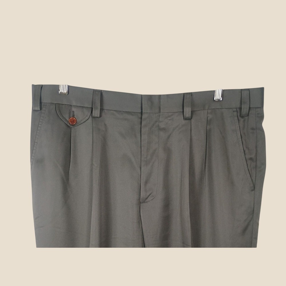 Orvis Dress Pants Mens 38 Pleated‎ Cuffed Olive Grey Sporting Traditions OR-646Y